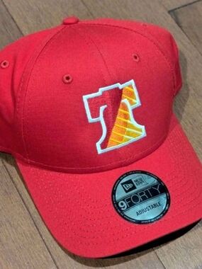 New Era Red Baseball Cap with Yellow-Orange 'T' Patch